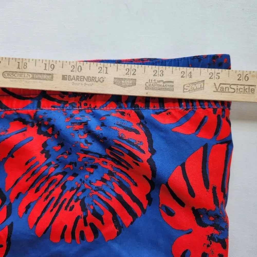 Merona Mens Board Shorts Swim‎ Trunks XXL Drawstring Geometric Red and Blue